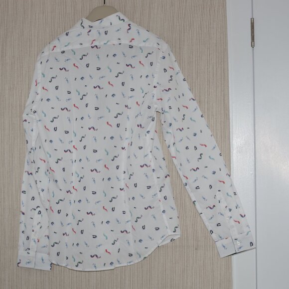 Paul Smith White Dress Shirt Multicolor Patterned Slim Fit Medium M Men’s - Picture 4 of 4